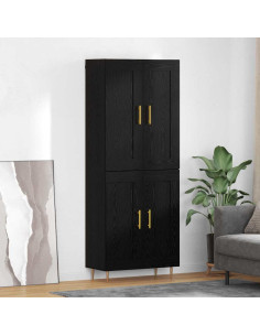 Credenza Rovere Nero 69,5 x 34 x 180 cm Legno multistrato