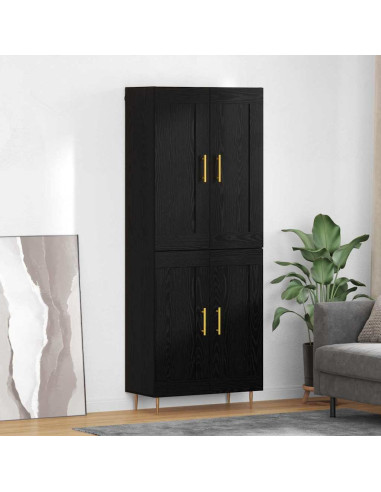 Credenza Rovere Nero 69,5 x 34 x 180 cm Legno multistrato