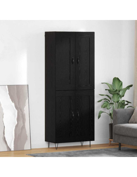 Credenza Rovere Nero 69,5 x 34 x 180 cm Legno multistrato