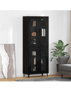 Credenza Rovere Nero 69,5 x 34 x 180 cm Legno multistrato