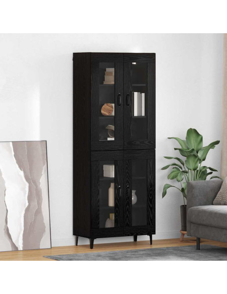 Credenza Rovere Nero 69,5 x 34 x 180 cm Legno multistrato