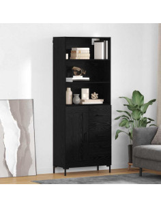 Credenza Rovere Nero 69,5 x 34 x 180 cm Legno multistrato