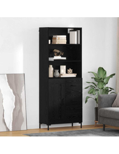 Credenza Rovere Nero 69,5 x 34 x 180 cm Legno multistrato