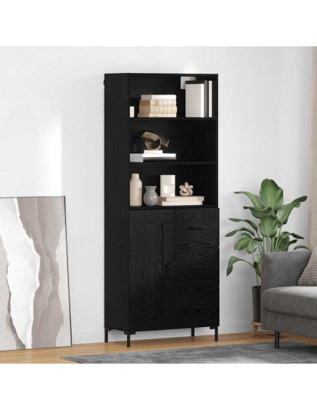 Credenza Rovere Nero 69,5 x 34 x 180 cm Legno multistrato