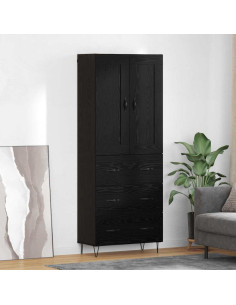 Credenza Rovere Nero 69,5 x 34 x 180 cm Legno multistrato