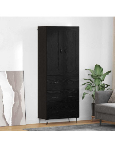 Credenza Rovere Nero 69,5 x 34 x 180 cm Legno multistrato