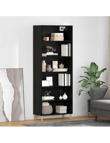 Credenza Rovere Nero 69,5 x 32,5 x 180 cm Legno multistrato