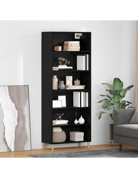 Credenza Rovere Nero 69,5 x 32,5 x 180 cm Legno multistrato