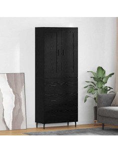 Credenza con cassetto 2 pcs Rovere Nero Legno multistrato