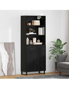 Credenza Rovere Nero 69,5 x 34 x 180 cm Legno multistrato