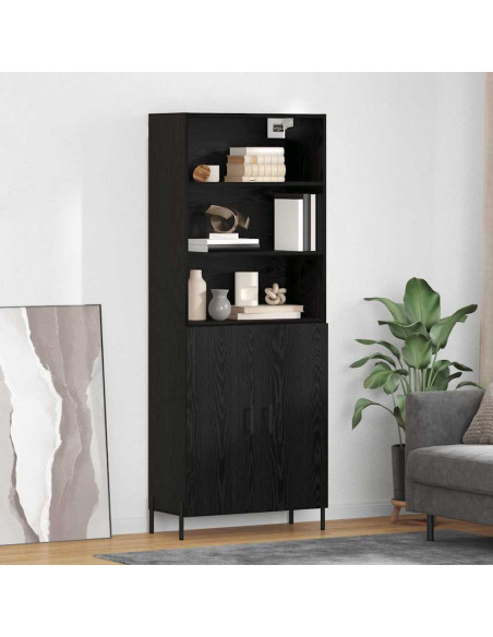 Credenza Rovere Nero 69,5 x 34 x 180 cm Legno multistrato