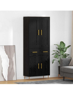 Credenza Rovere Nero 69,5 x 34 x 180 cm Legno multistrato