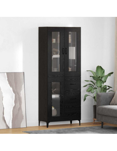 Credenza Rovere Nero 69,5 x 34 x 180 cm Legno multistrato