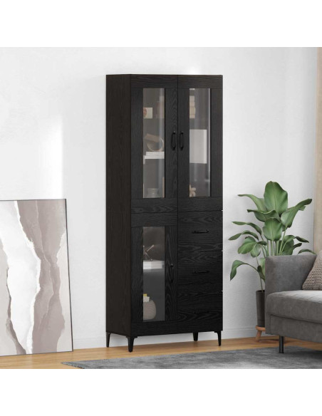 Credenza Rovere Nero 69,5 x 34 x 180 cm Legno multistrato