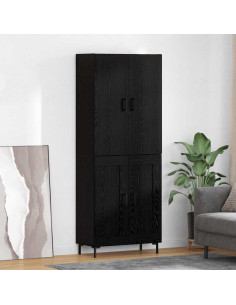 Credenza Rovere Nero 69,5 x 34 x 180 cm Legno multistrato