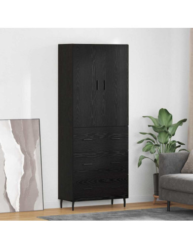 Credenza 2 pcs Rovere nero Legno Stratificato e Vetro
