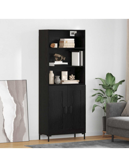 Credenza Rovere Nero 69,5 x 34 x 180 cm Legno multistrato