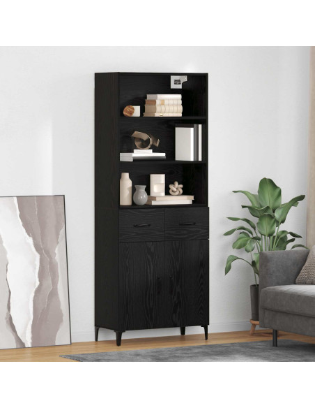 Credenza Rovere Nero 69,5 x 34 x 180 cm Legno multistrato