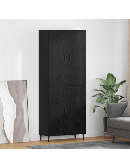 Credenza 2 pcs Rovere nero Legno Stratificato e Vetro
