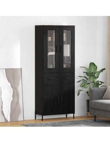 Credenza Rovere Nero 69,5 x 34 x 180 cm Legno multistrato