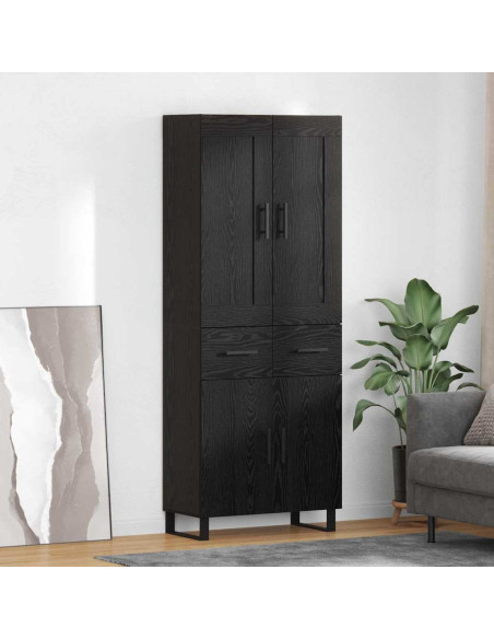 Credenza Rovere Nero 69,5 x 34 x 180 cm Legno multistrato
