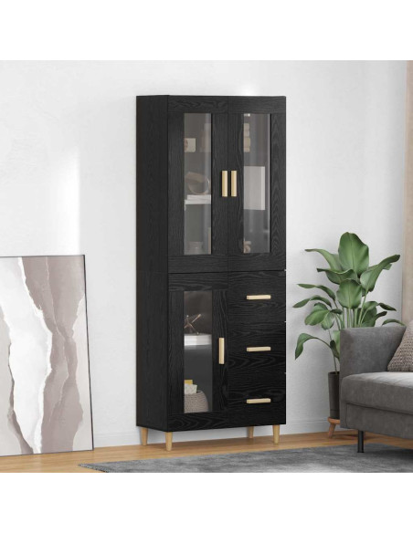 Credenza Rovere Nero 69,5 x 34 x 180 cm Legno multistrato