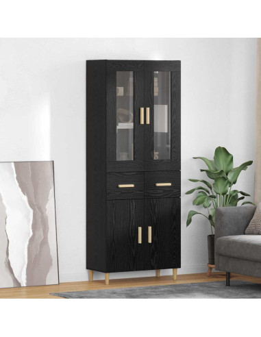 Credenza Rovere Nero 69,5 x 34 x 180 cm Legno multistrato