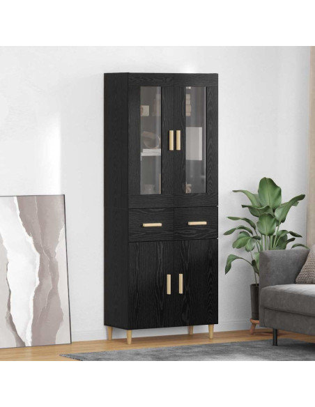 Credenza Rovere Nero 69,5 x 34 x 180 cm Legno multistrato