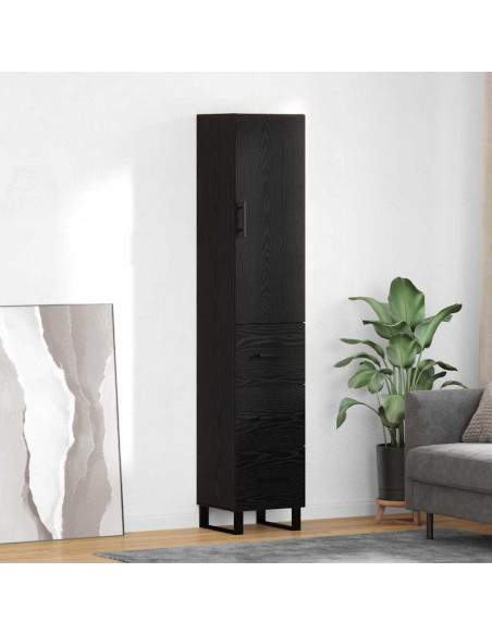Credenza Rovere Nero 34,5 x 34 x 180 cm Legno multistrato