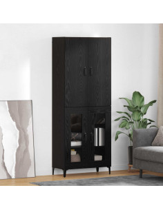Credenza Rovere Nero 69,5 x 34 x 180 cm Legno multistrato