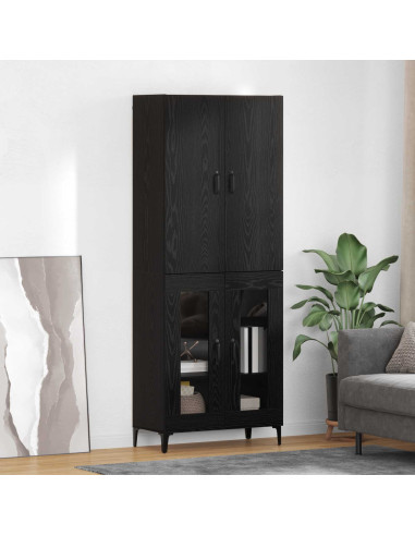 Credenza Rovere Nero 69,5 x 34 x 180 cm Legno multistrato