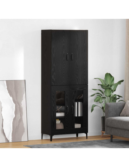 Credenza Rovere Nero 69,5 x 34 x 180 cm Legno multistrato