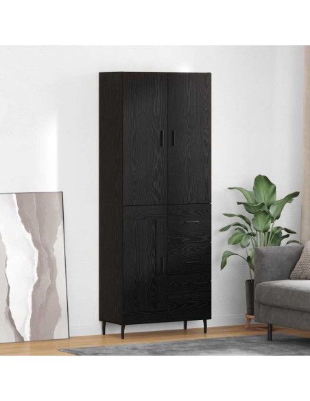 Credenza 2 pcs Rovere nero Legno Stratificato e Vetro