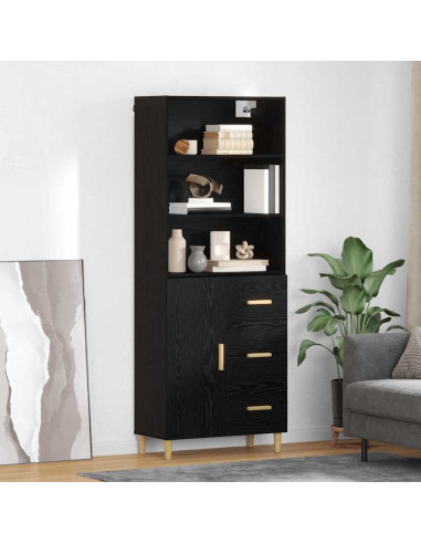 Credenza Rovere Nero 69,5 x 32,5 x 180 cm Legno multistrato