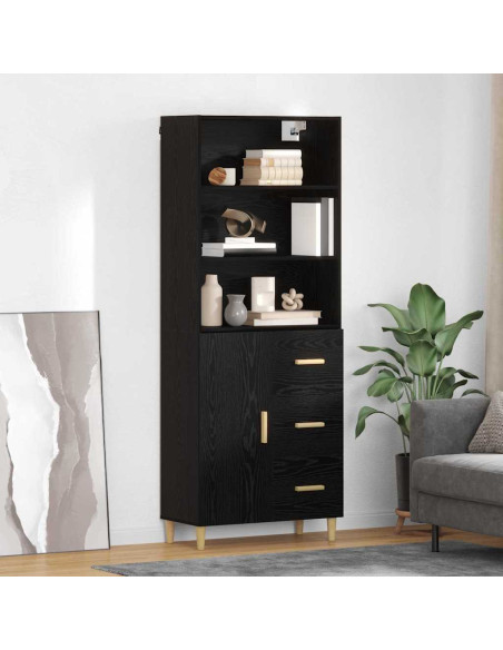 Credenza Rovere Nero 69,5 x 32,5 x 180 cm Legno multistrato