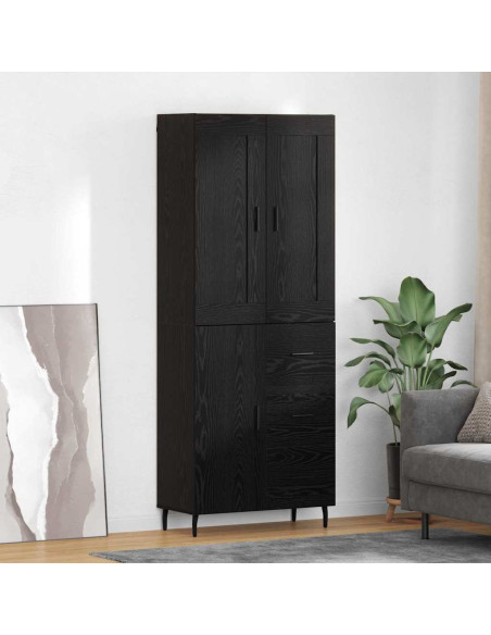 Credenza con cassetto 2 pcs Rovere Nero Legno multistrato