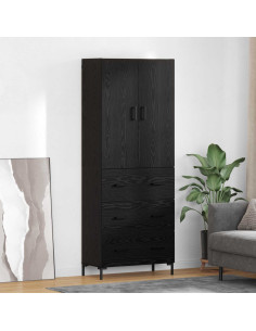 Credenza Rovere Nero 69,5 x 34 x 180 cm Legno multistrato