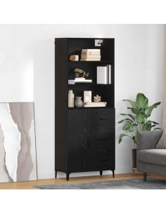 Credenza Rovere Nero 69,5 x 34 x 180 cm Legno multistrato