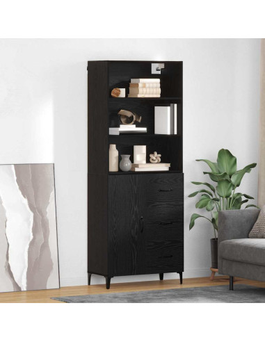 Credenza Rovere Nero 69,5 x 34 x 180 cm Legno multistrato