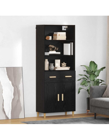 Credenza Rovere Nero 69,5 x 32,5 x 180 cm Legno multistrato