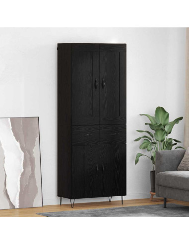 Credenza Rovere Nero 69,5 x 34 x 180 cm Legno multistrato