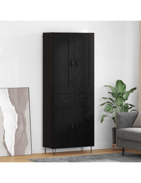 Credenza Rovere Nero 69,5 x 34 x 180 cm Legno multistrato