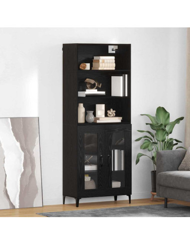 Credenza Rovere Nero 69,5 x 34 x 180 cm Legno multistrato