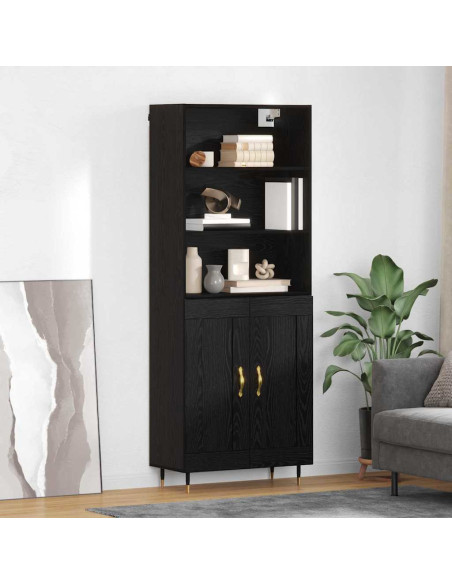 Credenza Rovere nero 69,5 x 34 x 180 cm Legno multistrato