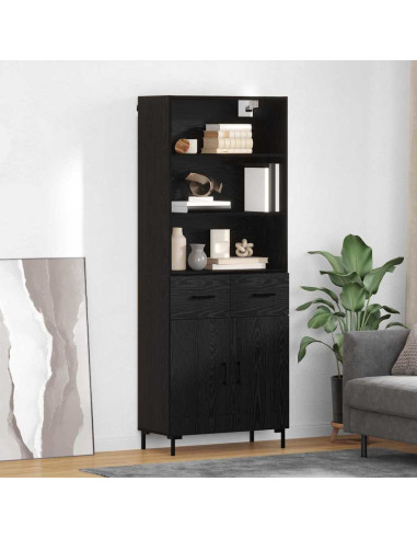 Credenza Rovere Nero 69,5 x 34 x 180 cm Legno multistrato