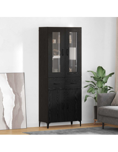 Credenza Rovere Nero 69,5 x 34 x 180 cm Legno multistrato