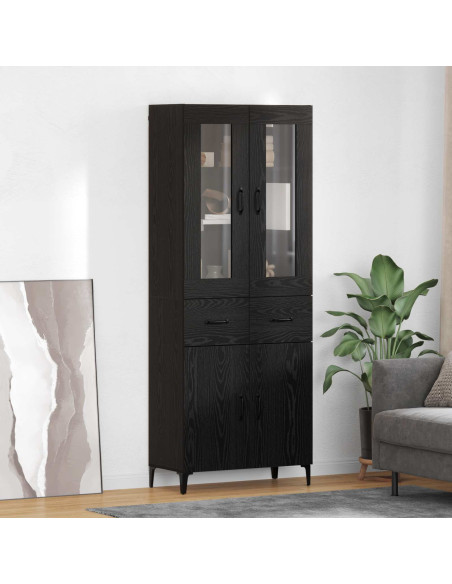 Credenza Rovere Nero 69,5 x 34 x 180 cm Legno multistrato