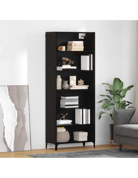 Credenza Rovere Nero 69,5 x 34 x 180 cm Legno multistrato