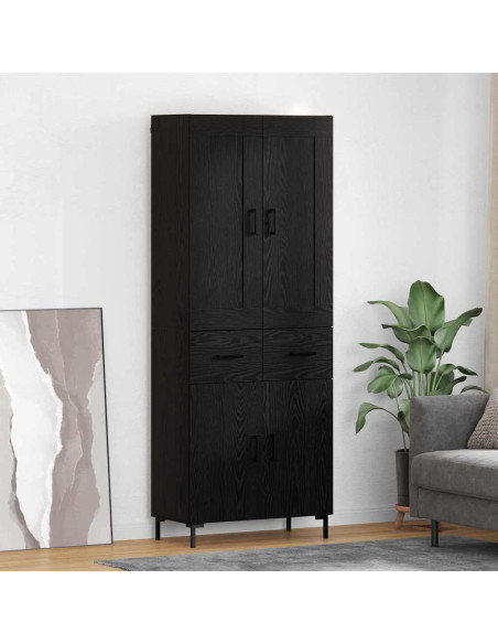 Credenza con cassetto 2 pcs Rovere Nero Legno multistrato