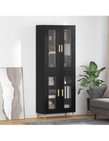 Credenza Rovere Nero 69,5 x 34 x 180 cm Legno multistrato